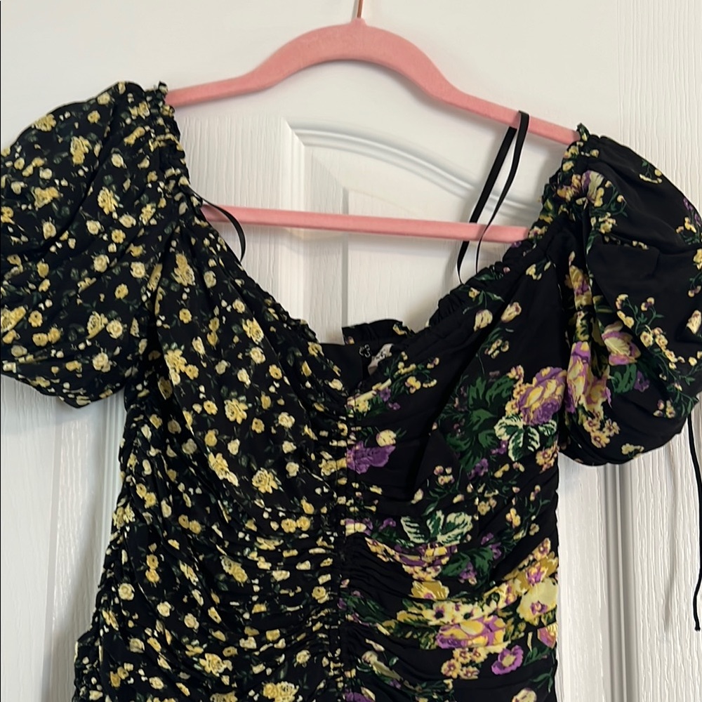 For Love And Lemons Floral Blouse - Black and Yellow